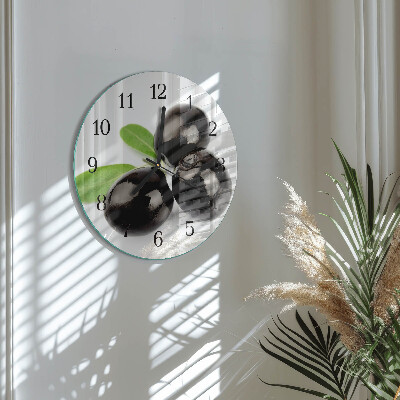 Glas wanduhr mit motiv rund Oliven