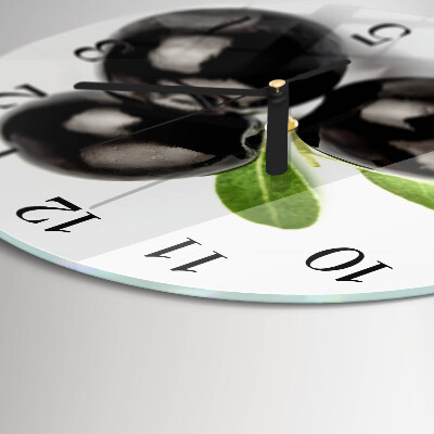 Glas wanduhr mit motiv rund Oliven