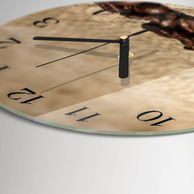 Runde wanduhr aus glas Kaffeebohnen