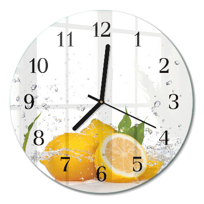 Glas wanduhr mit motiv rund Zitronen