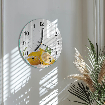 Glas wanduhr mit motiv rund Zitronen