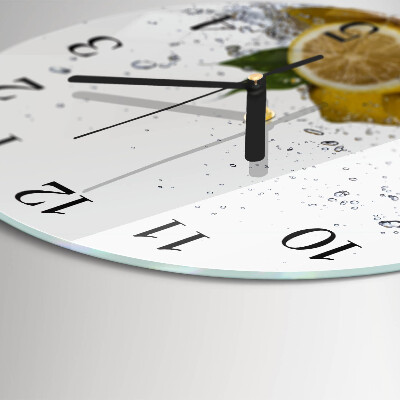 Glas wanduhr mit motiv rund Zitronen