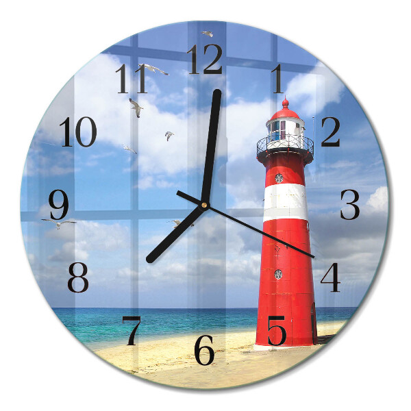 Runde wanduhr aus glas Leuchtturm