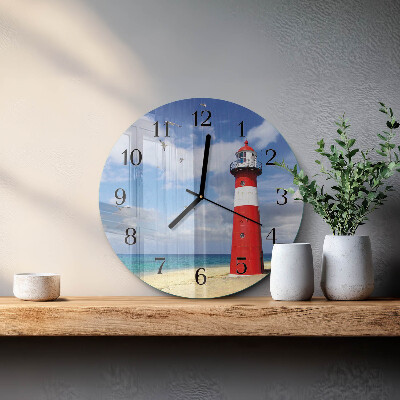 Runde wanduhr aus glas Leuchtturm