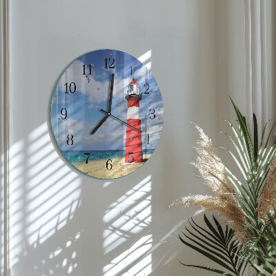 Runde wanduhr aus glas Leuchtturm