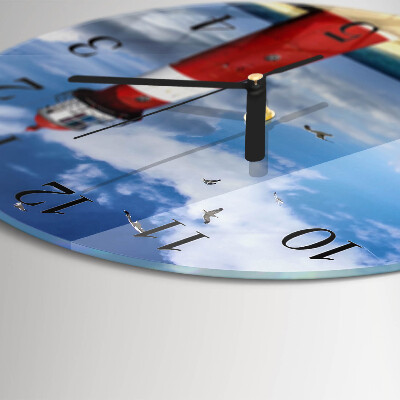 Runde wanduhr aus glas Leuchtturm