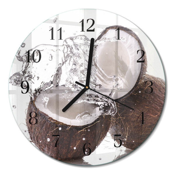 Wanduhr glas rund Kokosnüsse