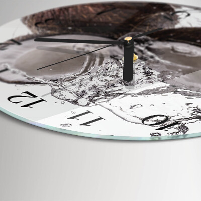 Wanduhr glas rund Kokosnüsse