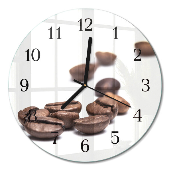 Wanduhr glas rund Kaffeebohnen