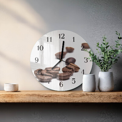 Wanduhr glas rund Kaffeebohnen