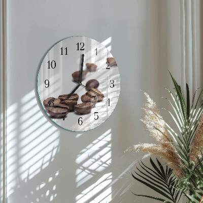 Wanduhr glas rund Kaffeebohnen