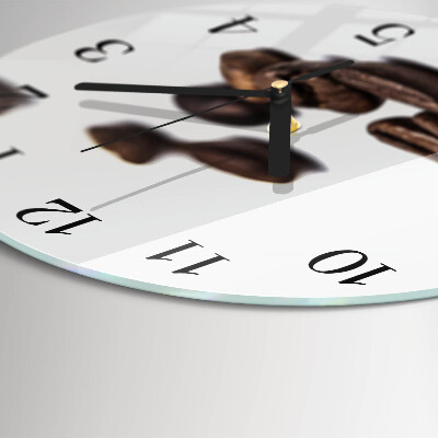 Wanduhr glas rund Kaffeebohnen