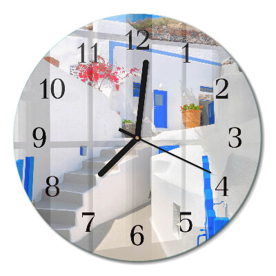 Wanduhr glas rund Santorini