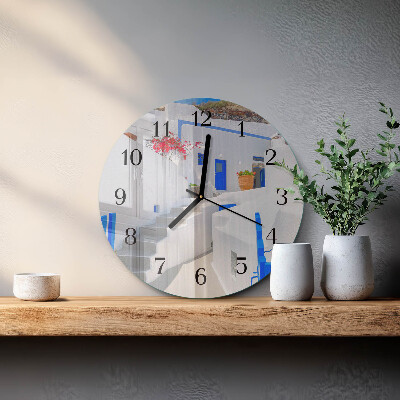 Wanduhr glas rund Santorini