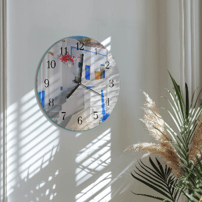 Wanduhr glas rund Santorini
