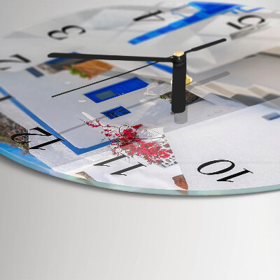 Wanduhr glas rund Santorini