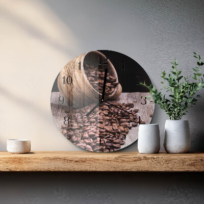 Runde wanduhr aus glas Kaffeebohnen