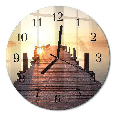 Runde wanduhr aus glas Brücke über den See