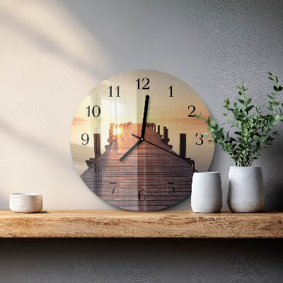 Runde wanduhr aus glas Brücke über den See