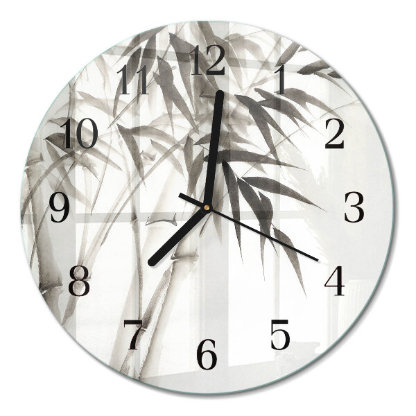 Glas wanduhr mit motiv rund Bambus