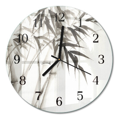 Glas wanduhr mit motiv rund Bambus