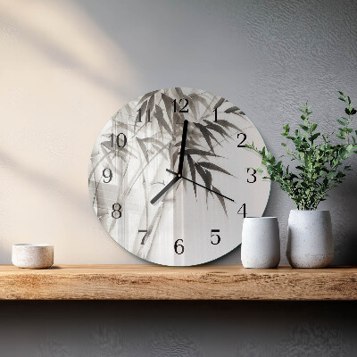 Glas wanduhr mit motiv rund Bambus