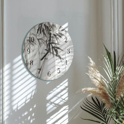 Glas wanduhr mit motiv rund Bambus