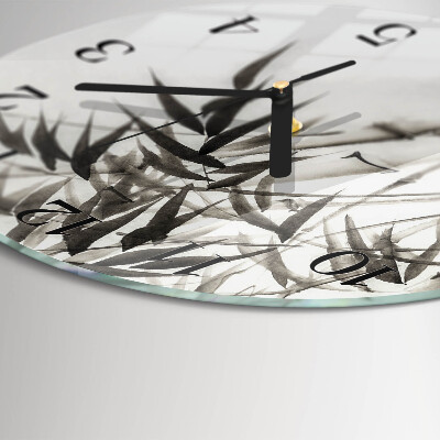 Glas wanduhr mit motiv rund Bambus