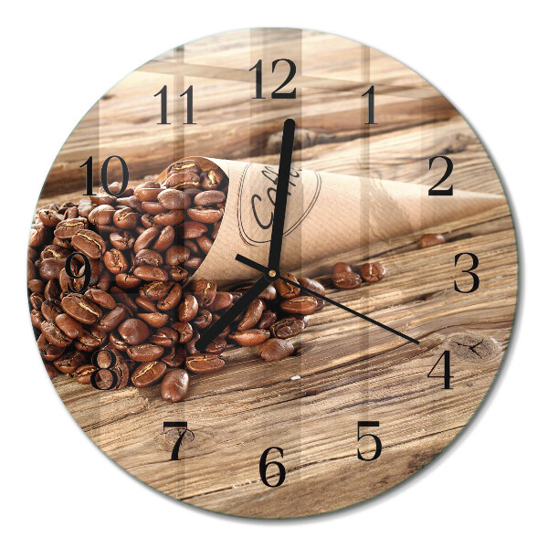 Runde wanduhr Kaffeebohnen