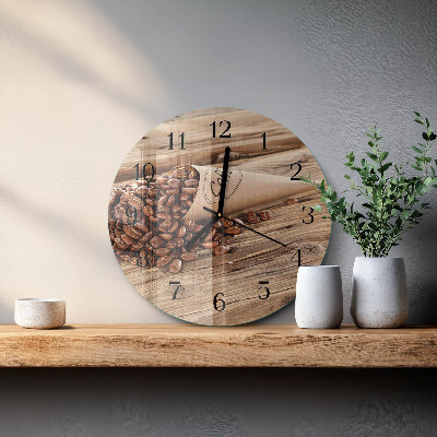 Runde wanduhr Kaffeebohnen