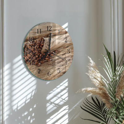 Runde wanduhr Kaffeebohnen