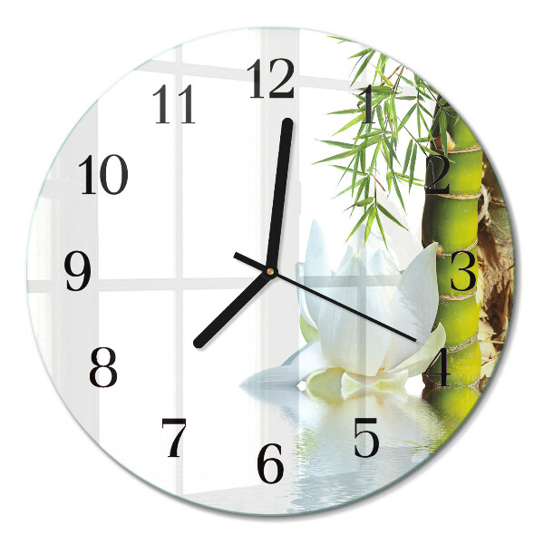Runde wanduhr aus glas Bambus