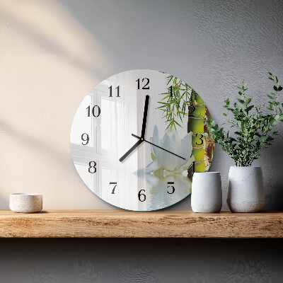 Runde wanduhr aus glas Bambus