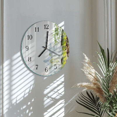 Runde wanduhr aus glas Bambus