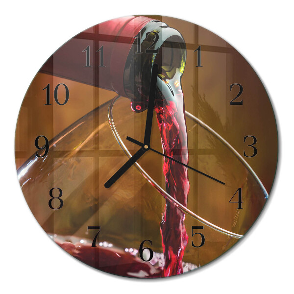 Glas wanduhr mit motiv rund Wein