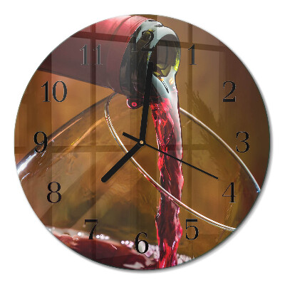 Glas wanduhr mit motiv rund Wein