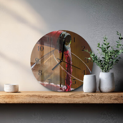 Glas wanduhr mit motiv rund Wein