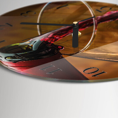 Glas wanduhr mit motiv rund Wein