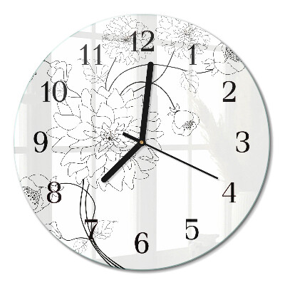 Runde wanduhr aus glas Blumen
