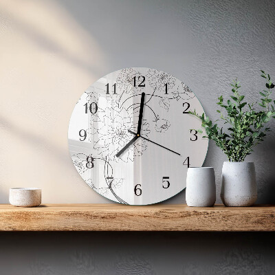 Runde wanduhr aus glas Blumen