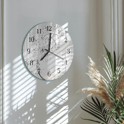 Runde wanduhr aus glas Blumen