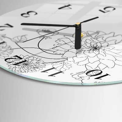 Runde wanduhr aus glas Blumen