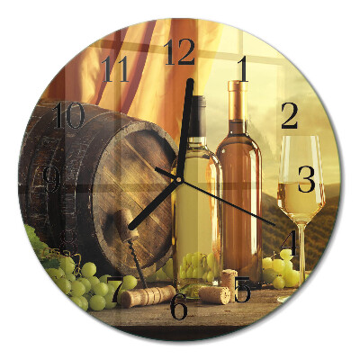 Glas wanduhr mit motiv rund Ein Fass Wein