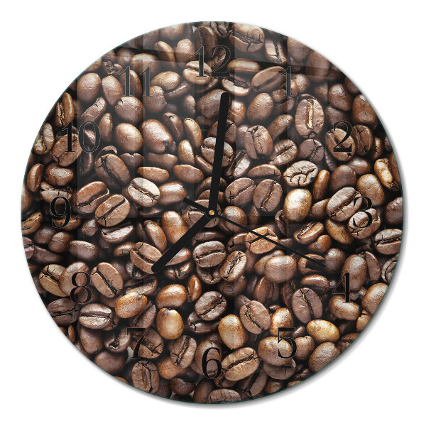 Wanduhr glas rund Kaffeebohnen