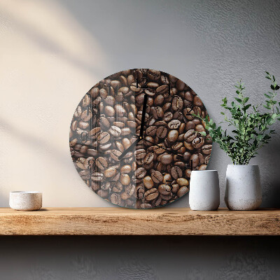Wanduhr glas rund Kaffeebohnen
