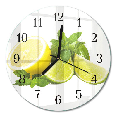Runde wanduhr aus glas Limettenminze