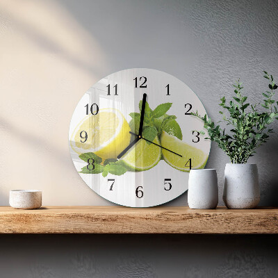 Runde wanduhr aus glas Limettenminze