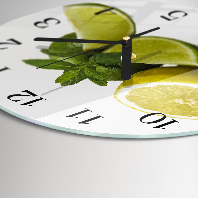 Runde wanduhr aus glas Limettenminze