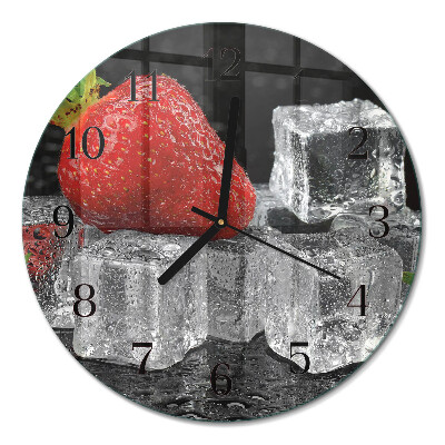 Glas wanduhr mit motiv rund Erdbeereis