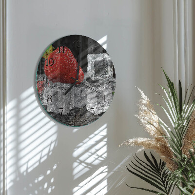 Glas wanduhr mit motiv rund Erdbeereis